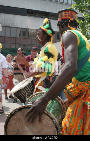 Hamburg Festival cultural Altonale. Black Drummer Stock Photo