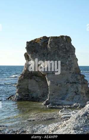 Natural seastacks in Fårö, Gotland called Rauks. These are at Digerhuvud Stock Photo