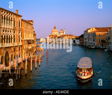 Italy Venice Canale Grande background Santa Maria della Salute church sunset Stock Photo