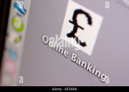 MacintoshPC personal Computer screen with online banking folder Stock Photo