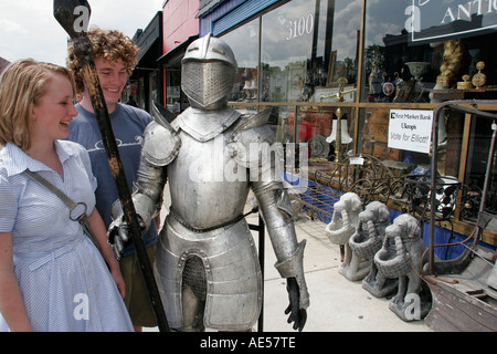 Richmond Virginia,Carytown,West Cary Street,antiques,knight suit armor,couple,adult,adults,visitors travel traveling tour tourist tourism landmark lan Stock Photo