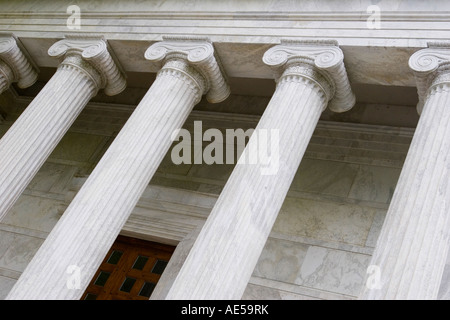 Massive fluted white marble pillars in the ionic style in front of Whig Hall at Princeton University in Princeton New Jersey Stock Photo
