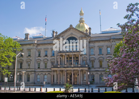 The front of the New Jersey state capitol building or statehouse in Trenton Stock Photo