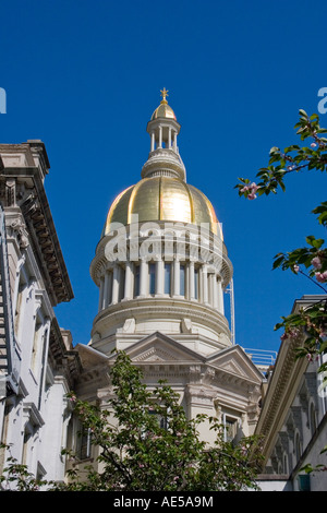 Gold dome atop the cupola of the New Jersey state capitol building or statehouse in Trenton Stock Photo