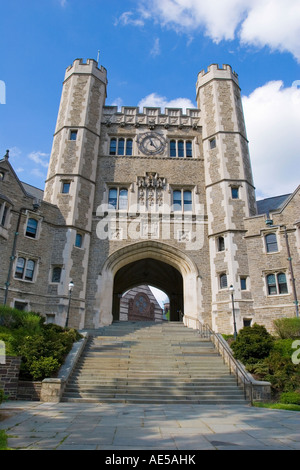 Collegiate Gothic architecture of Blair Hall with clock tower a Stock ...