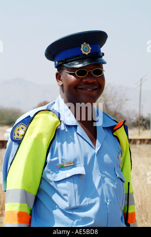 Namibia South Africa. Portrait of a Traffic Policeman in Windhoek Stock Photo