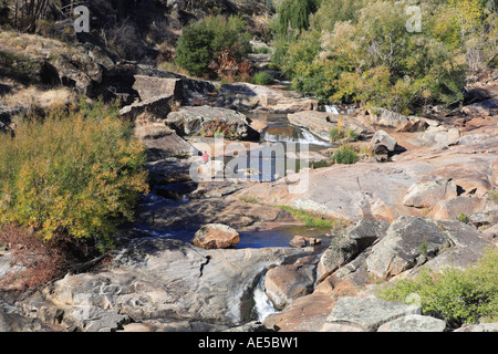 Gold rush mining site at Adelong falls gorge, Adelong near Tumut, New South Wales, Australia Stock Photo