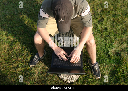 Boy using Laptop Stock Photo
