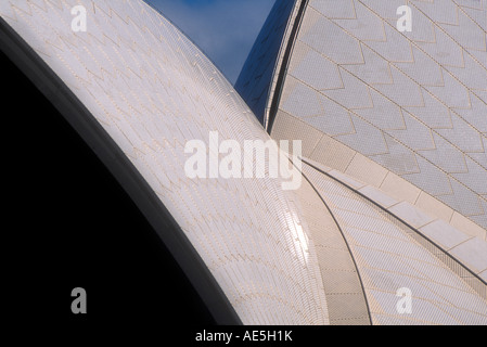 Abstract of Sydney Opera House sails showing gold and white zig zag pattern Stock Photo