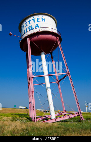 Leaning Water Tower in Groom, Texas, USA, a unique roadside attraction along historic Route 66. Stock Photo