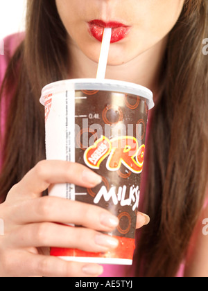 Teenage Girl Drinking Milkshake Model Released Stock Photo