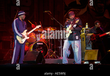 BUDDY GUY performs at the MONTEREY BAY BLUES FESTIVAL winning the Bluesman of the Year award MONTEREY CALIFORNIA Stock Photo
