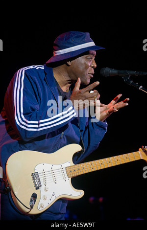 BUDDY GUY performs at the MONTEREY BAY BLUES FESTIVAL winning the Bluesman of the Year award MONTEREY CALIFORNIA Stock Photo