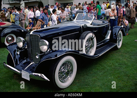 Detail of DEPRESSION ERA ROADSTER at the CONCOURSE D ELEGANCE PEBBLE BEACH CALIFORNIA Stock Photo