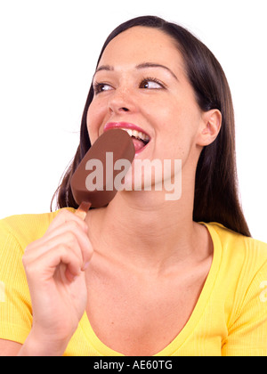 Young Woman Eating Ice Cream Model Released Stock Photo