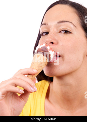 Young Woman Eating Ice Cream Model Released Stock Photo