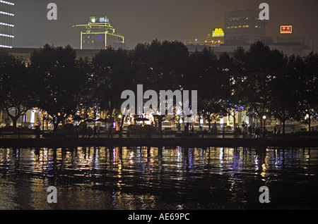 CHINA HANGZHOU Spectacular light and music water fountain show takes place every half hour on West Lake in Hangzhou. Stock Photo