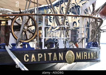 Stern of Capitan Miranda school ship. Stock Photo