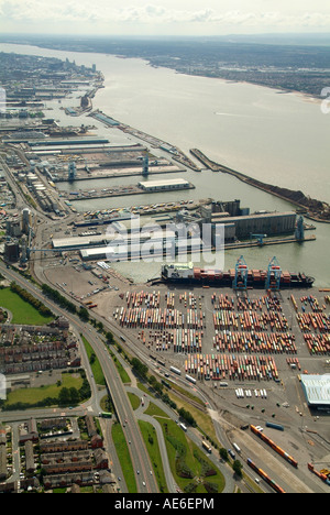 Liverpool Docks, Bootle, Merseyside, North West England, aerial view, summer 2007 Stock Photo