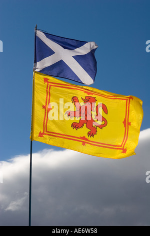 Scottish National Flag  the St. Andrew's Saltire, The Saltire, rather than the Royal Standard of Scotland, is the correct flag to fly in Scotland Stock Photo
