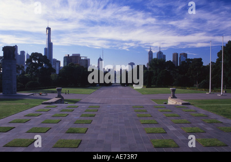 Melbourne City Skyline from the Shrine of Rememberance Melbourne Victoria Australia Stock Photo