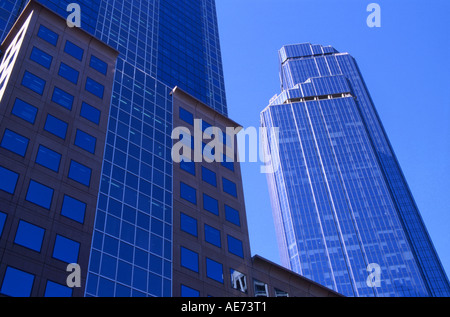 Skyscrapers in Melbourne CBD 530 Collins Street left and Rialto Tower right Victoria Australia Stock Photo