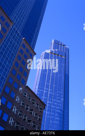 Skyscrapers in Melbourne CBD 530 Collins Street left and Rialto Tower right Victoria Australia Stock Photo