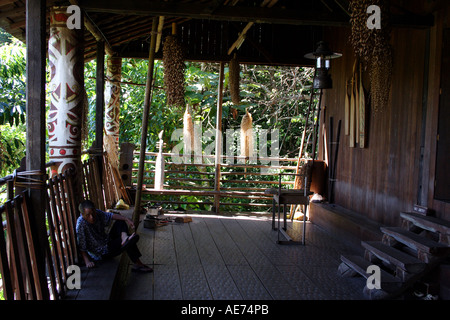 Orang Ulu Longhouse, Sarawak, Borneo, Malaysia Stock Photo