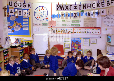 Reception school children 4 to 5 year old in class Stock Photo