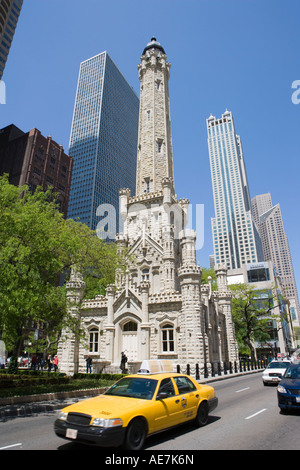 USA Illinois Chicago old water tower on the Magnificent mile Stock Photo