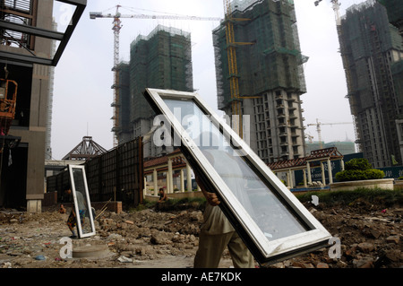 Construction site of a luxurious apartments in Tianjin China 18 Aug 2007 Stock Photo
