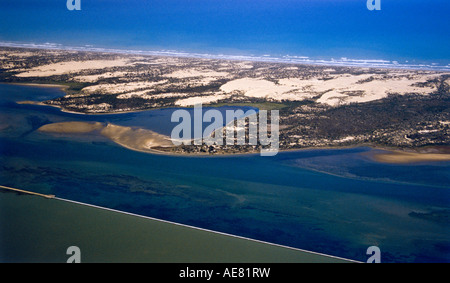 Barrage system separates “^fresh ^water” of “Murray River” from “^salt ^water”, “Fleurieu Peninsula”, [South Australia] Stock Photo