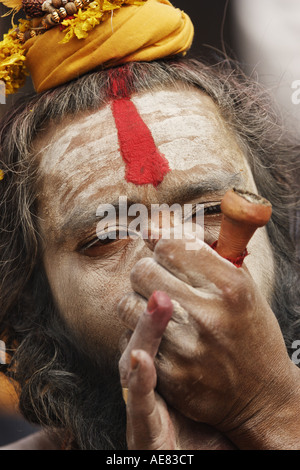 A holy Hindu priest at the Mahashivaratri festival Pashupatinath Nepal February 2007 Stock Photo