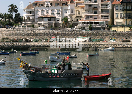 Fishing vessels in Cascais harbour, near Lisbon, Portugal. Stock Photo
