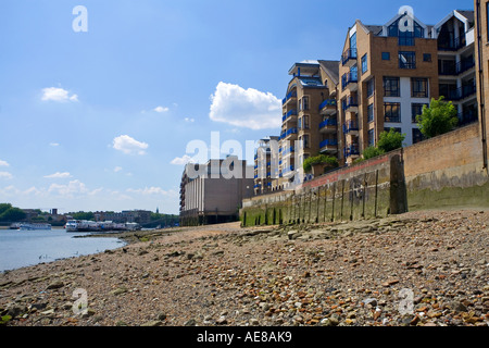 Bank of the River Thames in London England with the tide out Stock Photo