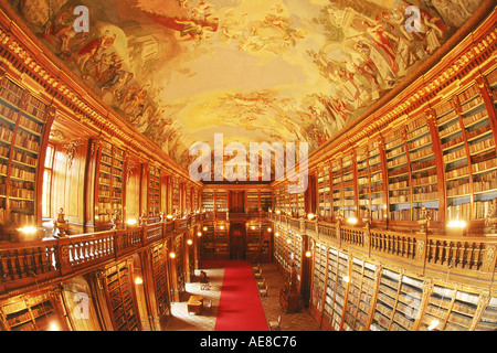 Monumental fresco on ceiling of Philosophical Hall in Strahov Library at Strahov Monastery in Prague Stock Photo