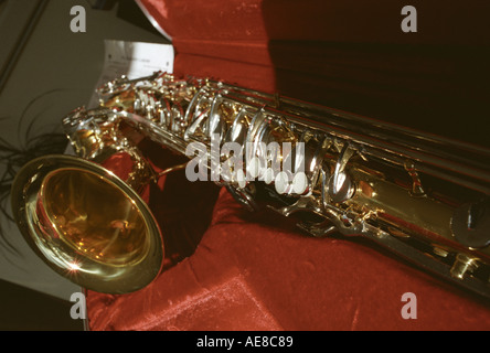 Saxophone in case Stock Photo