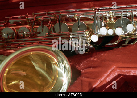 Saxophone in case Stock Photo