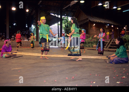 Traditional bamboo dance Rose Garden Bangkok Thailand Stock Photo