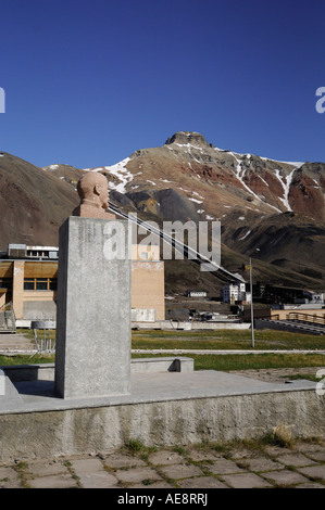 Statue of Lenin in Pyramiden,a russian  mining settlement in Svalbard Stock Photo