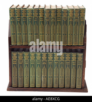 Set of books on a bookshelf silhouetted on a white background Stock Photo