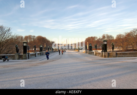 The main street of Frognerparken a sculpture park in Oslo Norway Stock Photo