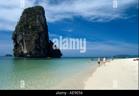 Beach and limestone karst formations at Ao Phra Nang Krabi Thailand