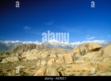 The Sierra Nevada mountains seen from the Alabama Hills near Lone Pine California Stock Photo