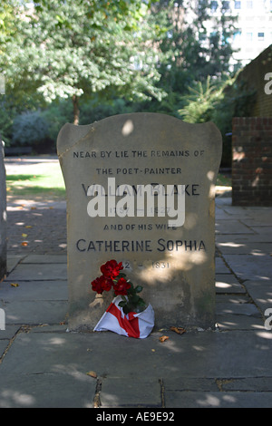 Grave of poet William Blake in Bunhill Row cemetery in London Stock Photo