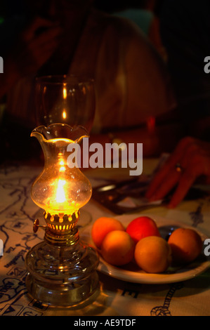 Table setting in a Greek Taverna Stock Photo