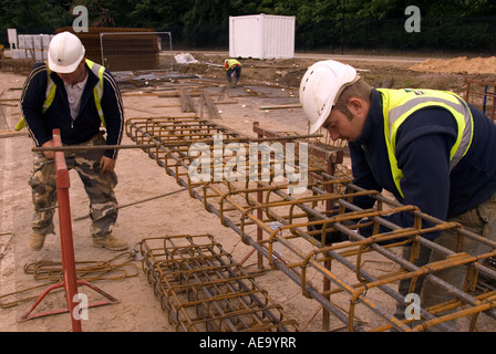 Steel worker working on Construction site near Milton Keynes, UK. Stock Photo