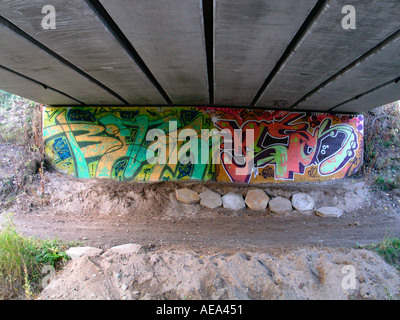 Graffiti under a bridge Stock Photo - Alamy