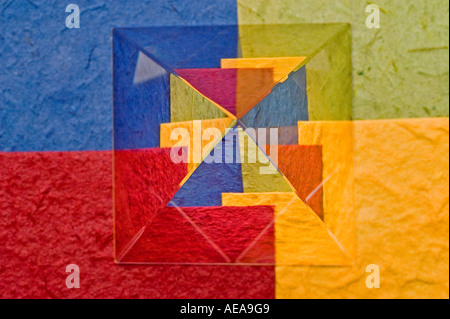 colourful Squares and triangles geometrical shapes and colours Stock Photo