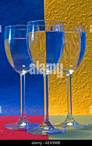 colourful triangles geometrical shapes and glasses with a black frame Stock Photo